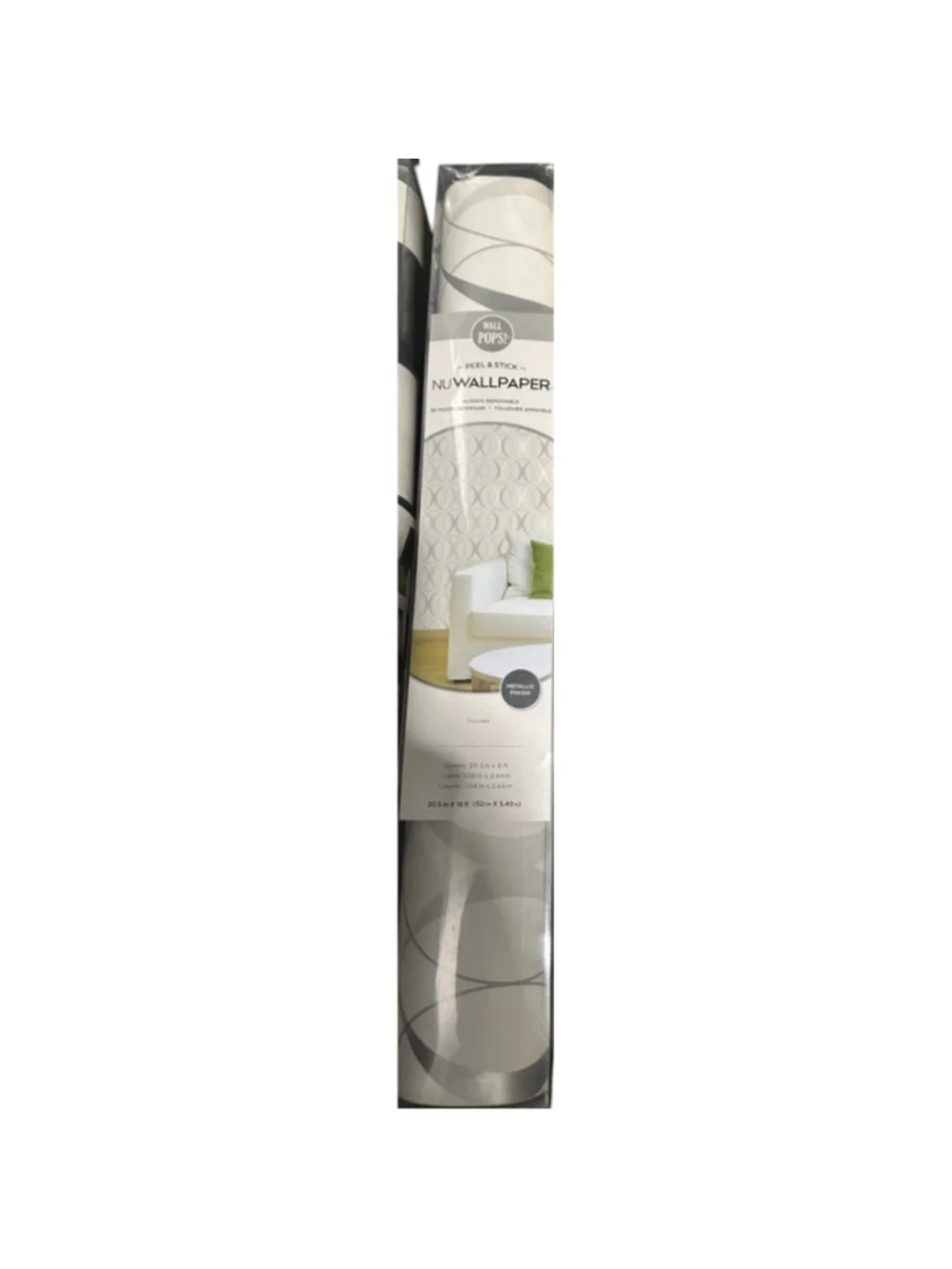 NuWallpaper NU1704 Circulate Light Silver Vinyl Peel & Stick Wallpaper Roll